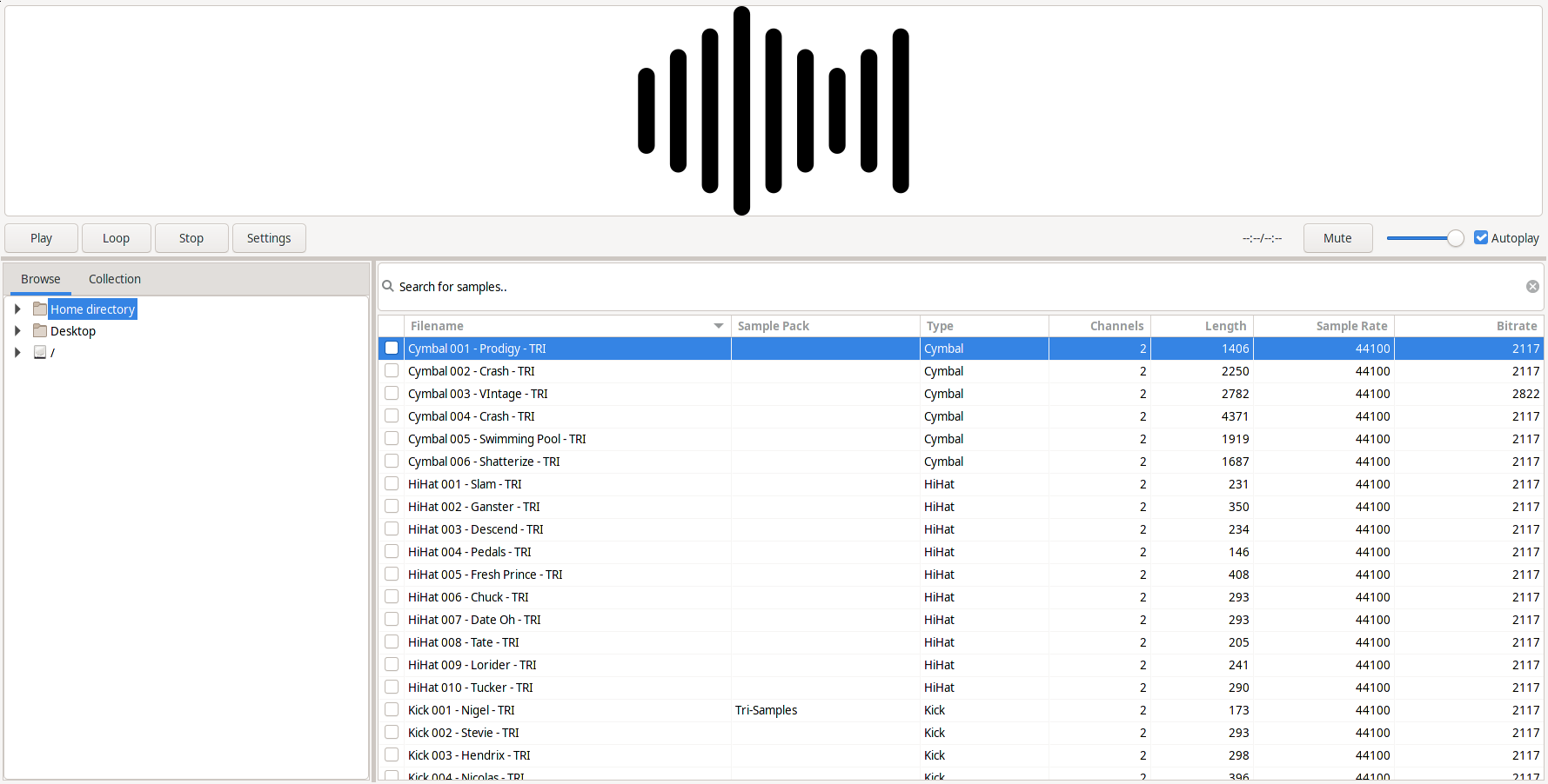 Screenshot of SampleHive